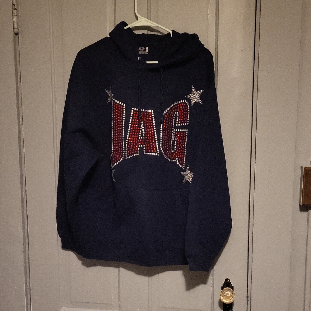 JAG CHEER WOBUN MA  Dark Blue Hoodie with Red and White Stars